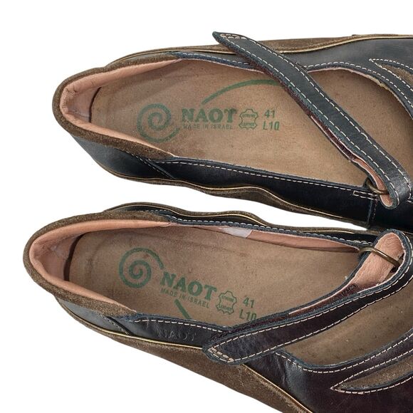 Naot Womens Matai Mary Jane Koru Flats Size 41 Swirl Design Pearl Black (HF18) - Picture 7 of 10